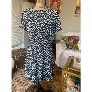 Black and white empire waist floral dress